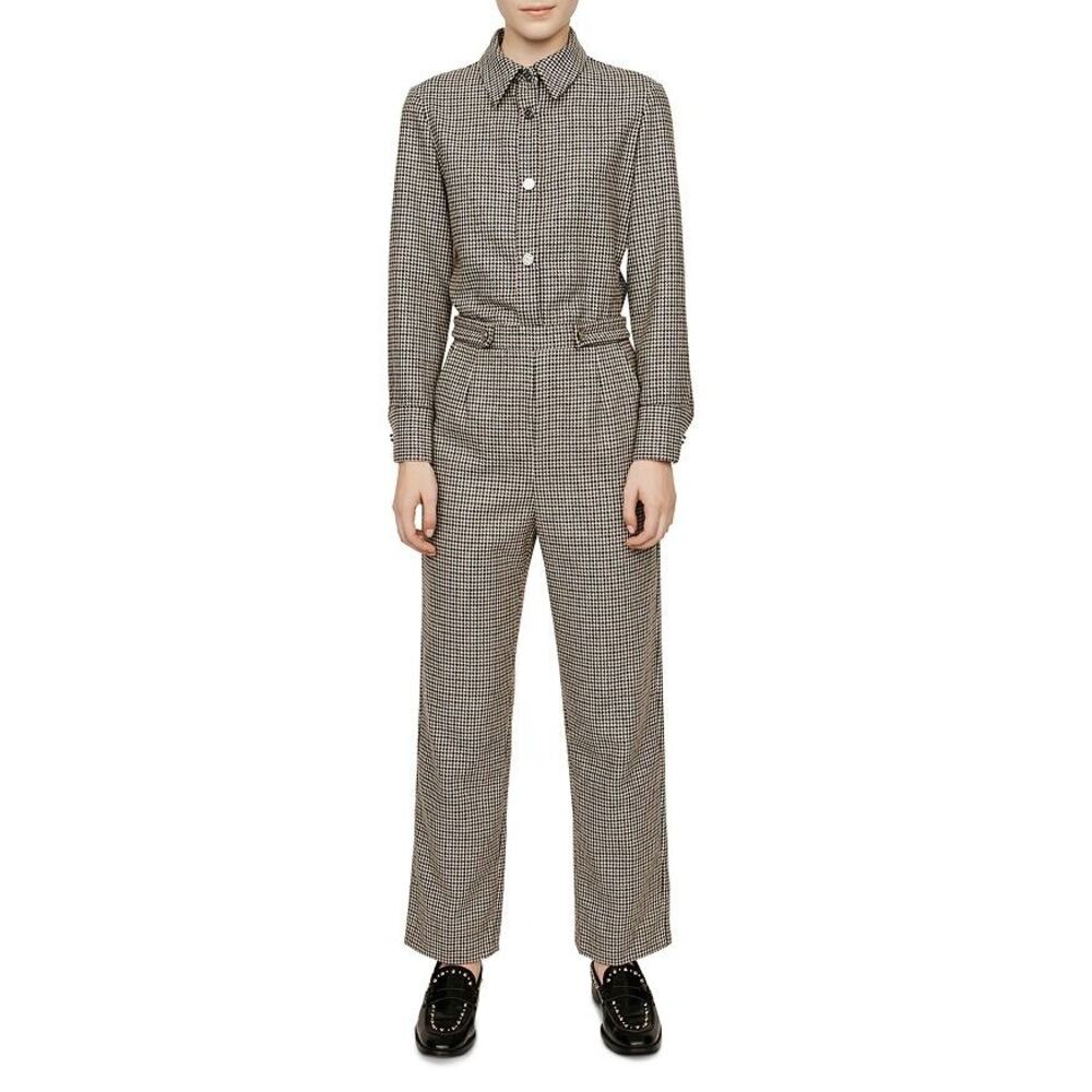 NWT Maje 'Pregor' Houndstooth Plaid Wool Blend Jumpsuit Size 34 - Picture 3 of 3